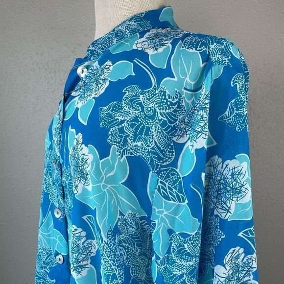 Draper’s & Damon’s Floral Collarless Button Down Shirt Size XL EUC - Picture 5 of 7